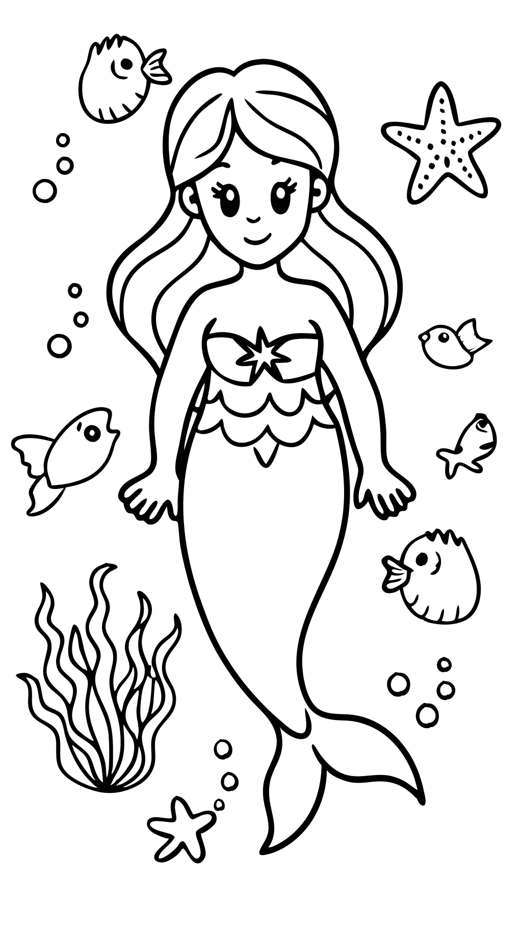 easy mermaid coloring pages